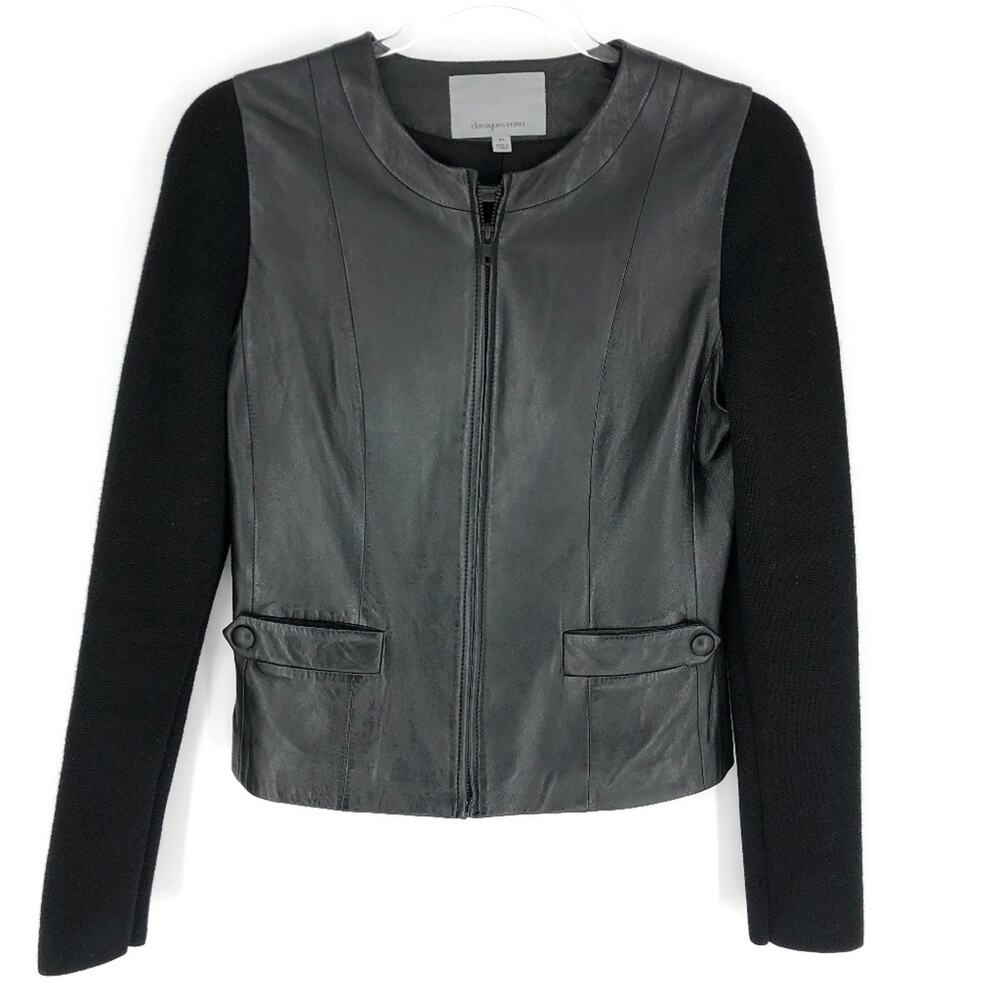 Classiques Entier Leather Wool Jacket‎ Black XS